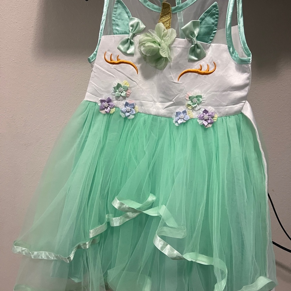 Mint Green Unicorn Dress for Kids